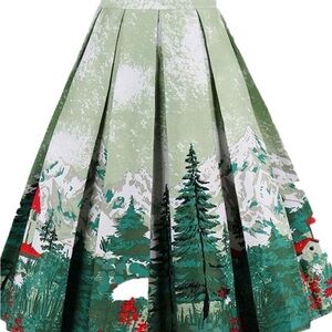 Scenic Green Pleated Skirt
